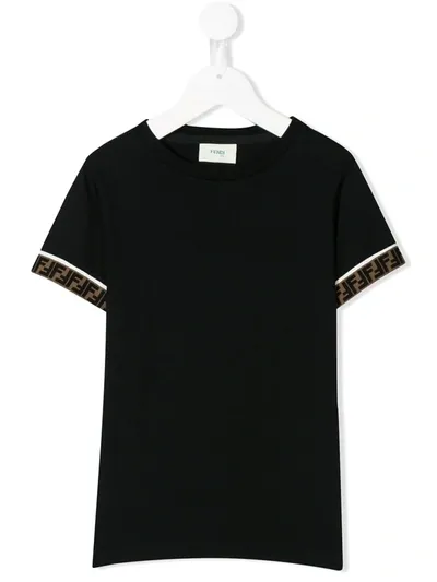 Fendi Teen Ff Motif Detail T-shirt In Black