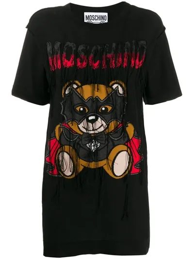 Moschino Motif Detail Tasseled T-shirt In Black