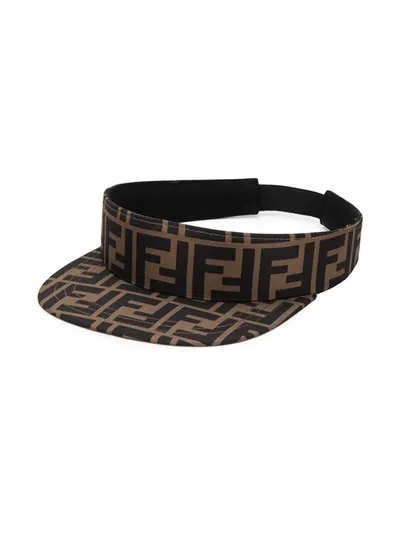 Fendi Kids' Ff Logo Print Visor In Brown