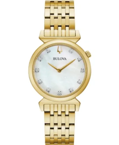 Bulova Women's Regatta Diamond-accent Gold-tone Stainless Steel Bracelet Watch 30mm