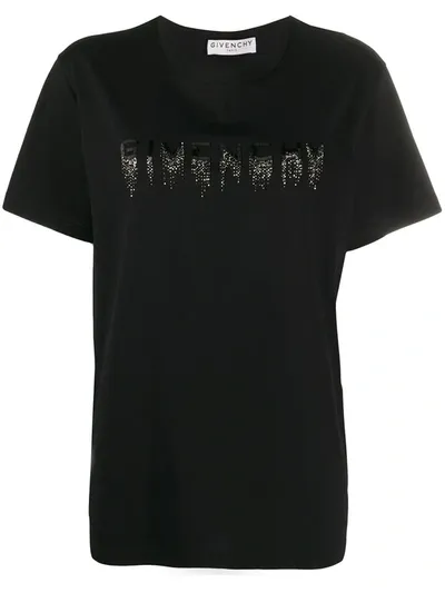 Givenchy Faded Embroidered-logo T-shirt In Black