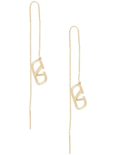 Valentino Garavani Signature Vlogo Pendant Chain Earrings In Gold