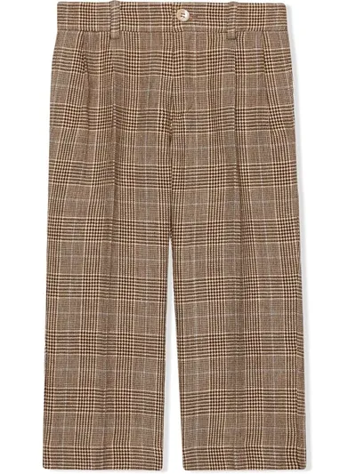 Gucci Kids' Check Tailored Trousers In Neutrals