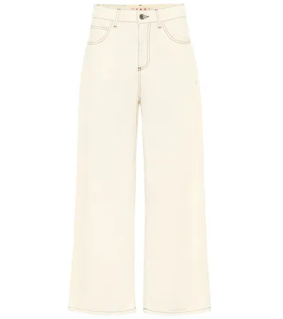 Marni High Waist Ankle Wide Leg Pants In Neutrals