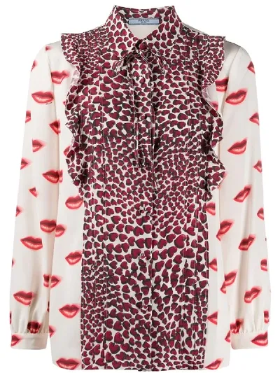 Prada Lips And Hearts Printed Shirt In F0zsw