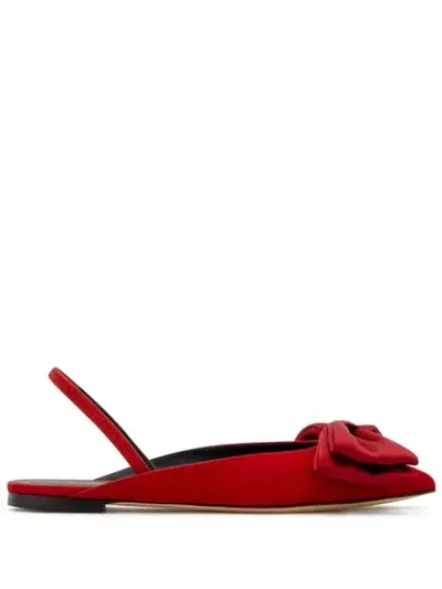 Giuseppe Zanotti Bow Slingback Ballerina Shoes In Red