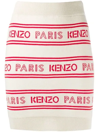 Kenzo Paris Logo Motif Skirt In Neutrals