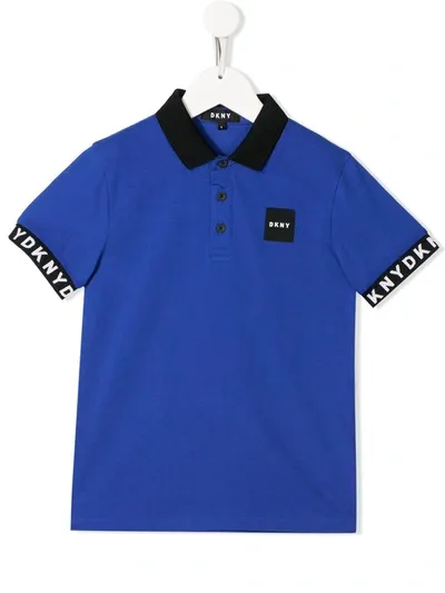 Dkny Kids' Contrast Trimmed Polo Shirt In Blue