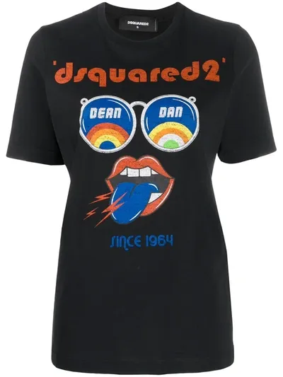 Dsquared2 Logo Print Short Sleeve T-shirt In Black