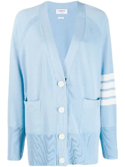 Thom Browne 4-bar Stripe Cardigan In Blue