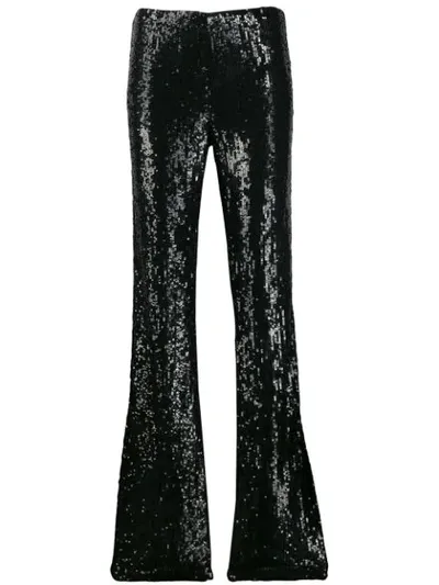 P.a.r.o.s.h Flared Sequined Trousers In Black