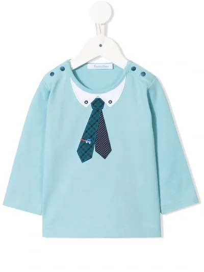 Familiar Babies' Tie Print Long Sleeve Top In Blue