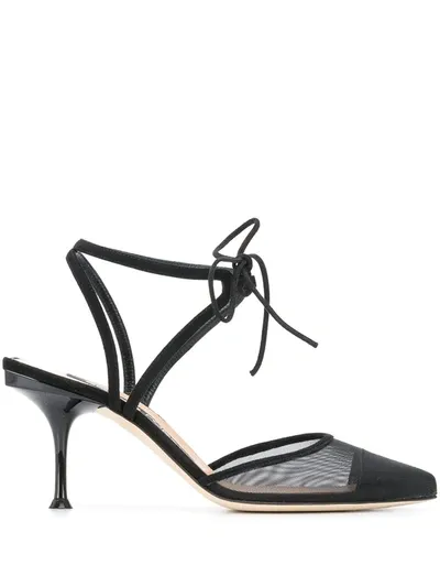 Sergio Rossi 80mm Sheer Panel Pumps In Black