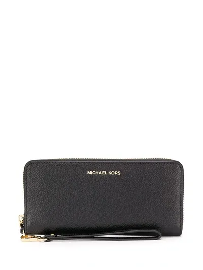 Michael Michael Kors Logo Plaque Wallet In Black