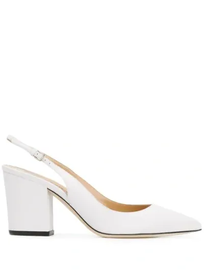 Sergio Rossi 85mm Slingback Pumps In White