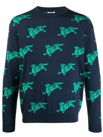 Kenzo Tiger Motif Sweatshirt In Blue