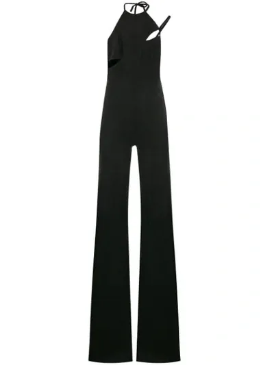 Loulou Glittery Flared-leg Jumpsuit In Black