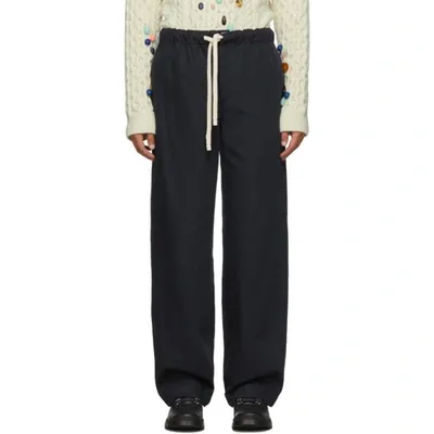 Loewe Oversized Drawstring Wide Track Pants In Blue