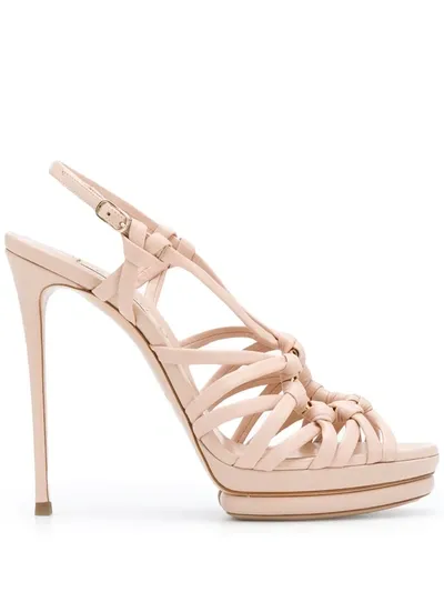 Casadei Strappy Ring Stiletto Sandals In Neutrals