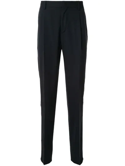 Giorgio Armani High-waisted Ribbed Trousers In Blue