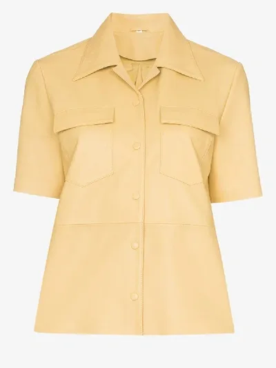 Remain Button-down Leather Shirt In Yellow