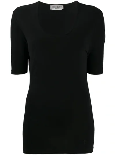 Pre-owned Saint Laurent 1990 Scoop Neck Top In Black