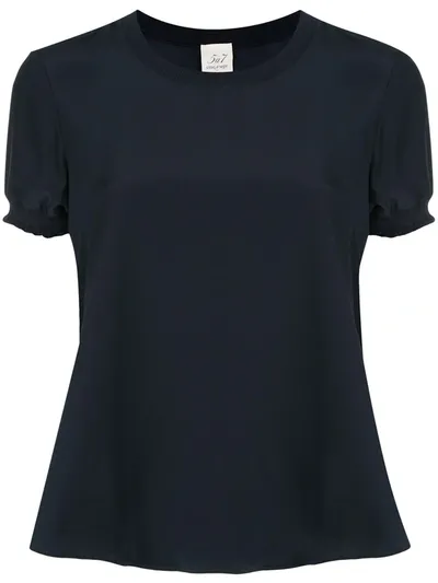 Cinq À Sept Lenny Short Sleeve Silk T-shirt In Blue