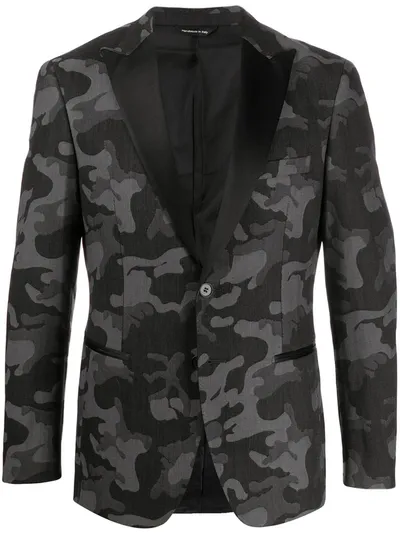 Tonello Camouflage Print Smoking Jacket In Grey