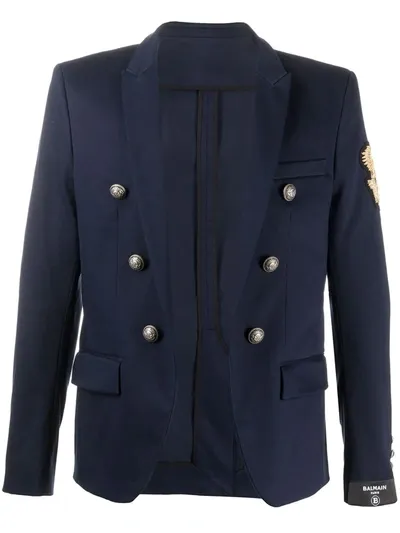 Balmain Double-breasted Blazer In Blue