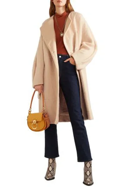 Chloé Double-breasted Belted Wool-blend Felt Coat In Beige