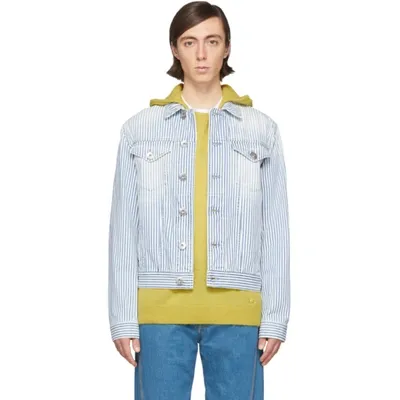 Lanvin Faded Striped Denim Jacket In Blue