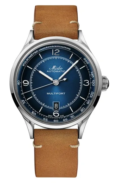 Mido Multifort Watch, 40mm In Blue/brown