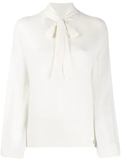 Temperley London Tie Neck Jumper In White