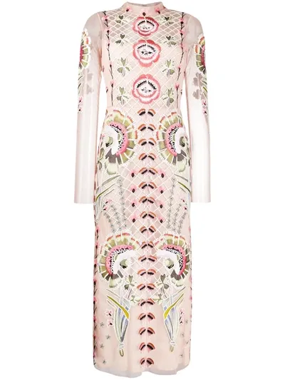 Temperley London Embroidered Midi Dress In Pink