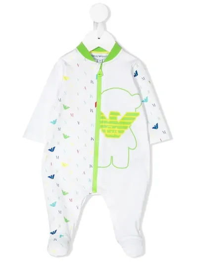 Emporio Armani Babies' Logo-print Cotton Pajama In White