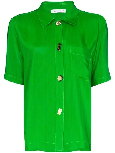 Rejina Pyo Crinkle Short Sleeve Shirt In Green