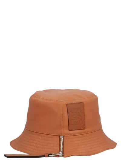 Loewe Fisherman Leather Bucket Hat In Tan