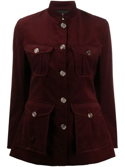 Temperley London Esmeralda Button-detailed Cotton-velvet Jacket In Burgundy