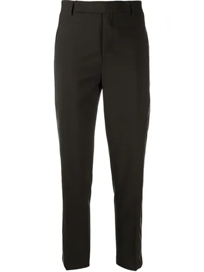 Rick Owens Metallic-stripe Tailored Trousers In Brown