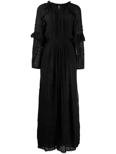 Isabel Marant Étoile Embroidered Trim Peasant Dress In Black