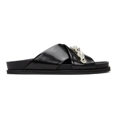 Simone Rocha Black Leather Beading Sandals