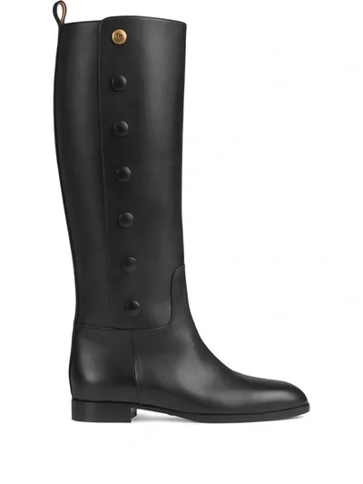 Gucci Black Leather Riding Boots