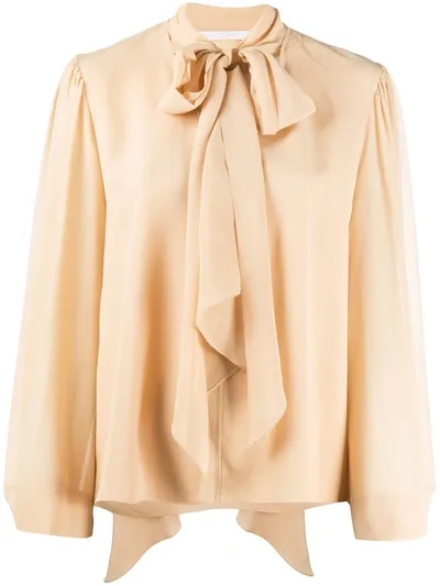 Chloé Chloe Scoop Neck Blouse In Cream