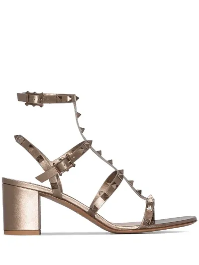 Valentino Garavani Rockstud 60mm Sandals In Gold