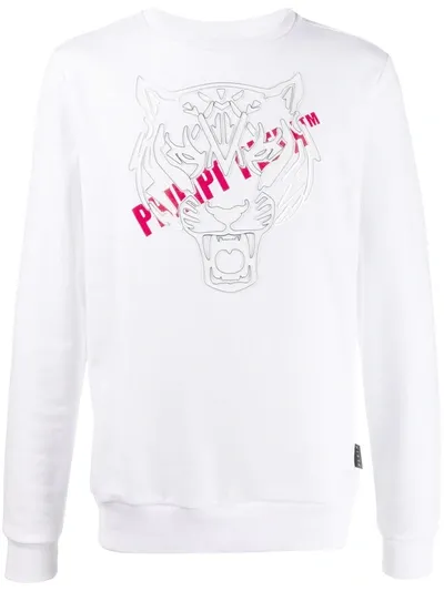 Philipp Plein 3d Tiger Face Sweatshirt In White