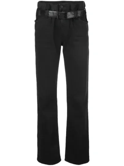 Rta Dexter Belted High Waist Boyfriend Jeans In Black