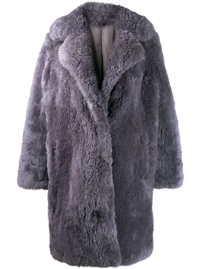 Liska Oversized Fur Coat In Grey