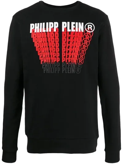 Philipp Plein Crew Neck Logo Printed Sweatshirt In Black