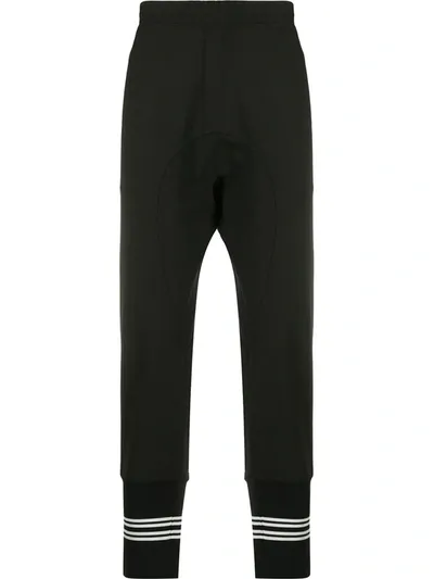 Neil Barrett Double Stripe Ribbed Track Trousers In Black