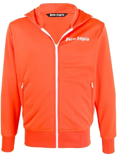 Palm Angels Hooded Track Jacket In Orange